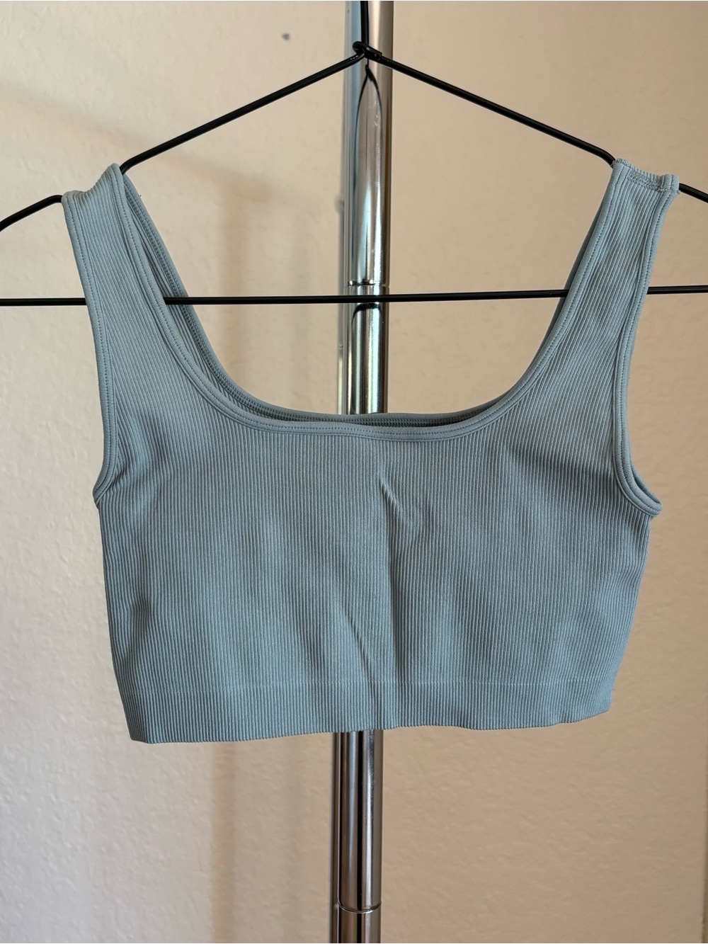 Light Blue Ribbed Sports Bra